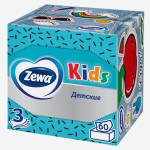 Салфетки бумажные Zewa Kids 3-слойные в коробке, 60 листов Россия