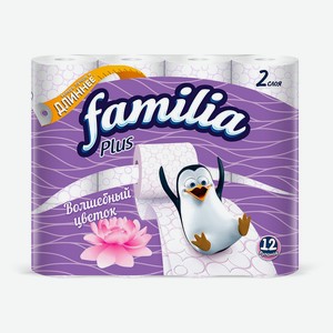Туалетная бумага Familia Plus Волшебный цветок 2 слоя, 12 рулонов
