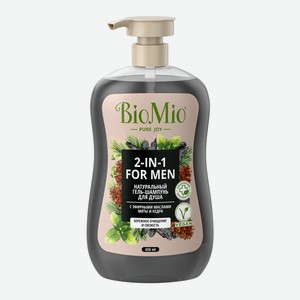 Гель-шампунь для душа BioMio Натуральный 2 в 1 с эфирными маслами мяты и кедра, мужской, 650 мл