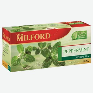 Чайный напиток Milford Peppermint травяной, в пакетиках, 20 шт., картонная коробка