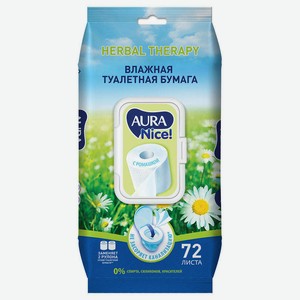 Влажная туалетная бумага Aura антибактериальная, 72 шт