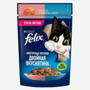 Корм влажный для кошек Felix с лососем и форелью в желе, 75 г
