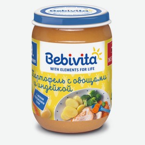 Пюре Bebivita Картофель с овощами и индейкой с 9 мес., 190 г