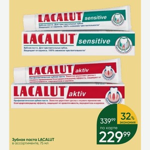 Зубная паста LACALUT в ассортименте, 75 мл