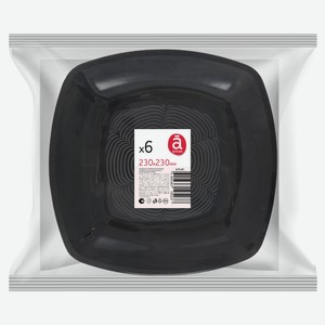 Набор одноразовых тарелок Actuel черные, 6х23 см