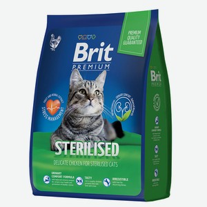 Brit Premium Cat Sterilized Chicken. Полнорационный сухой корм премиум класса с курицей для взрослых