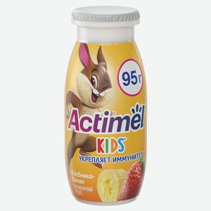 Напиток фруктовый Actimel Клубника-банан Kids 1.5%, 95г Россия