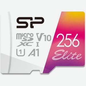 Карта памяти microsdxc UHS-I U1 Silicon Power Elite 256 ГБ, 100 МБ/с, Class 10, SP256GBSTXBV1V20SP, 1 шт., переходник SD