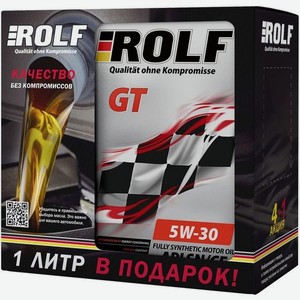 Моторное масло ROLF GT SAE, 5W-30, 5л, синтетическое [322403]