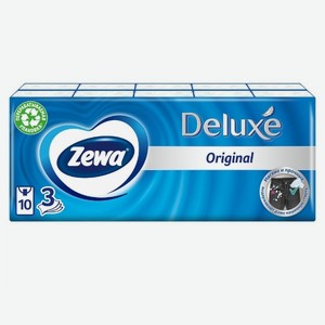 Платочки бумажные носовые Zewa Deluxe 3 слоя 10 шт Х 10