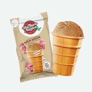 Мороженое Чистая Линия крем-брюле в вафельном стаканчике, 80г Россия
