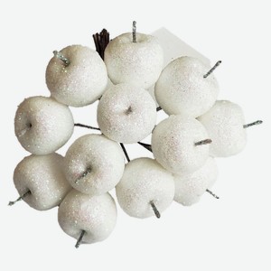 Букет «Азалия Декор» яблоки с глиттером на вставках белые D2,2xL10,5 см, 12 шт