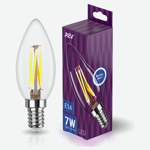 Лампа светодиодная REV DECO Filament свеча Premium С37 7Вт E14 4000K 730Лм