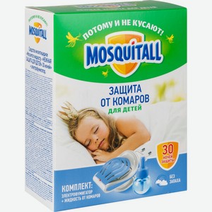 Электрофумигатор + жидкость от комаров Mosquitall Нежная защита для детей без запаха 30 ночей, 30 мл