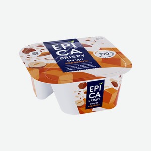Йогурт Epica Crispy с карамелью и смесью из семян подсолнечника и орехов в карамели 10.2%, 140 г