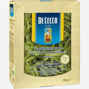 Макаронные изделия Tagliatelle n.107 De Cecco со шпинатом, 250 г