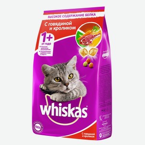 Корм для кошек Whiskas вкусные подушечки с нежным паштетом, с кроликом и говядиной, 1.9 кг, пластиковый пакет