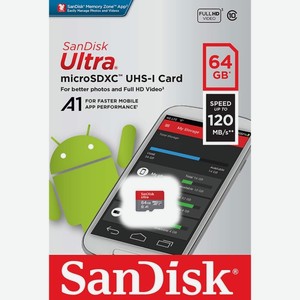 Карта памяти MicroSD SanDisk Ultra 64GB UHS-I (SDSQUA4-064G-GN6MN)