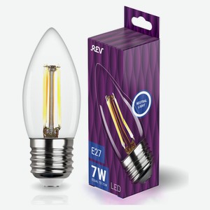 Лампа светодиодная REV DECO Filament свеча Premium С37 7Вт E27 4000K 730Лм