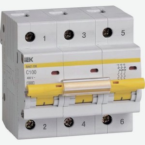 Выключатель автоматический IEK ВА47-100 (MVA40-3-100-C) 100A тип C 10kA 3П 400В 4.5 мод белый (упак.