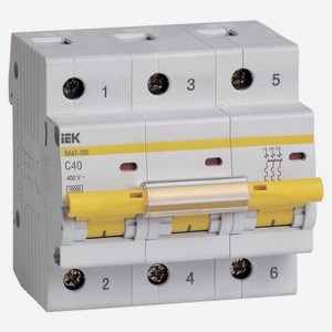 Выключатель автоматический IEK (MVA40-3-040-C) 40A тип C 10kA 3П 400В 4.5 мод белый (упак.:1шт)