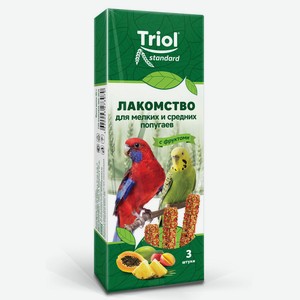 Лакомство для мелких и средних попугаев  Triol  с фруктами, 80 г