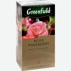 Чай чёрный Greenfield Rose Pineberry с ароматом белой клубники и розы, 25х1,5 г