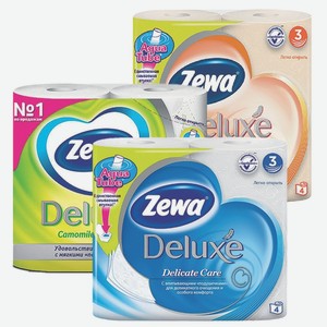 Туалетная бумага «Zewa» Deluxe, 3 слоя, в ассортименте, 4 шт