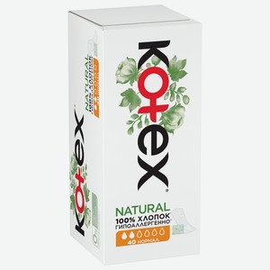Прокладки ежедневные Kotex Natural Normal, 40 шт., картонная коробка