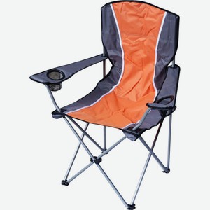 Кресло туристическое складное с подставками для стаканов цвет: оранжево-серый, 86×51×96 см