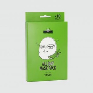 Маски на тканевой основе с соком алоэ вера YADAH All Day Mask Pack-aloe 10 шт