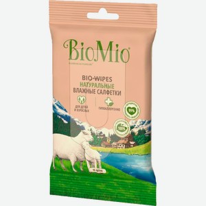 Влажные салфетки BioMio Bio-wipes Натуральные с хлопком для детей и взрослых 15шт