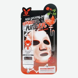 Тканевая маска для лица с экстрактом красного женьшеня Red Ginseng Deep Power Ringer Pack Mask: Маска 23мл