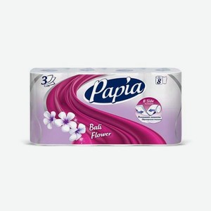 Туалетная бумага <Papia> балийский цветок 3 слоя 8 рулонов Россия