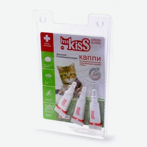 Ms.Kiss капли репеллентные для котят и мелких кошек весом до 2 кг , 3 шт по 1 мл (3 г)
