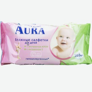 Салфетки влажные Aura Ultra Comfort детские с экстрактом алоэ, 100 шт, шт