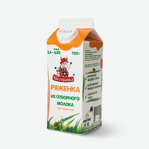 Ряженка Пестравка 4.5%, 750 мл, тетрапак