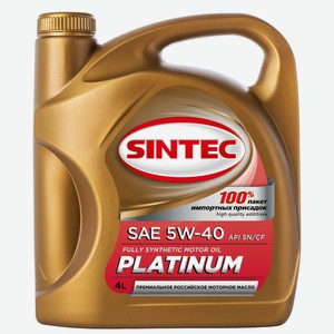 Масло моторное Sintec Platinum Sae 5W-40 синтетическое, 4л Россия