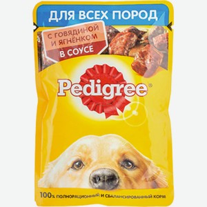 Корм для собак Pedigree влажный с говядиной и ягненком в соусе, 100 г