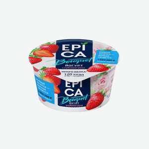Йогурт Epica с клубникой и розой 4,8%, 130 г