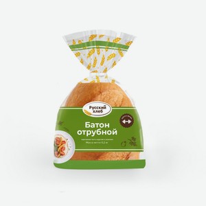 Батон Русский Хлеб Отрубной, нарезка, половинка, 200 г