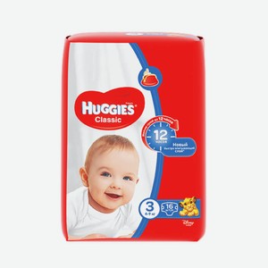 Подгузники Huggies Classic для детей 4-9 кг, 16 шт, шт