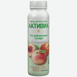 Йогурт питьевой Активиа Яблоко и персик без сахара, 260 г
