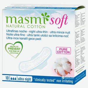 Прокладки гигиенические ночные Masmi Natural Cotton Soft, 10 шт