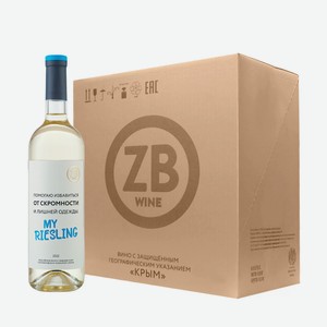 Вино тихое белое полусухое ZB Wine RIESLING «Помогаю избавиться ...» 2022 (6 шт.) 0.75 л