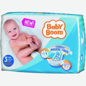 Подгузники Baby Boom Midi 3, для детей 4-9 кг, 56 шт, шт