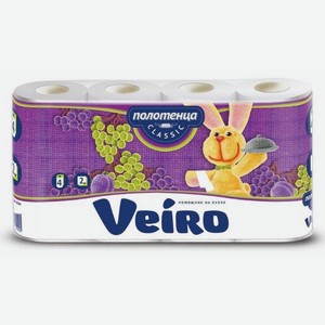 Полотенца бумажные Veiro Classic кухонные, 2 слоя, 4 рулона, шт