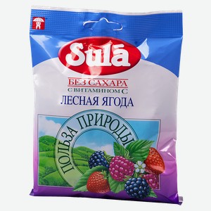 Карамель леденцовая Sula Лесная ягода без сахара с витамином С, 60 г