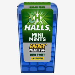Конфеты Halls Mini Mints Mint Twist без сахара со вкусом мяты и ментола, 12,5 г