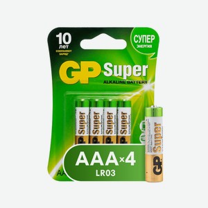 Батарейка GP Super Alkaline АAА LR03 4шт 24А-BC4